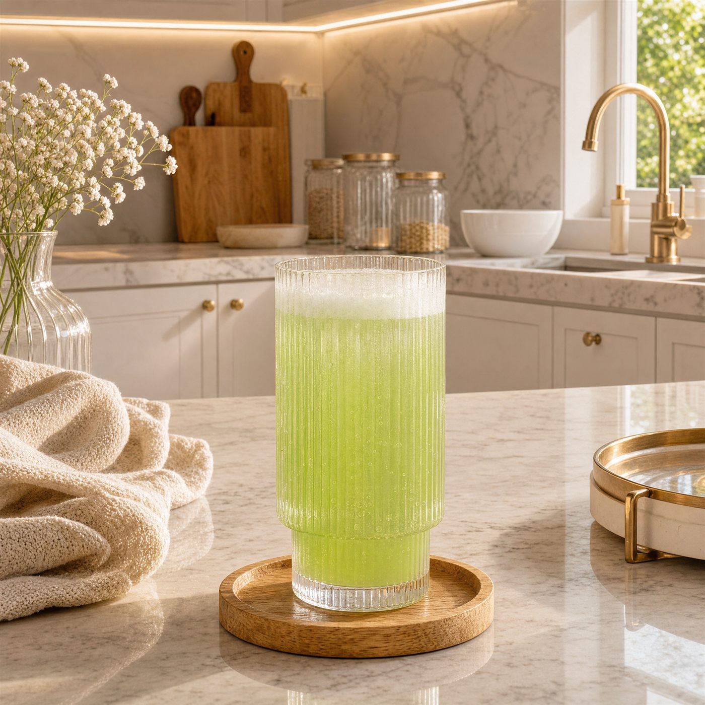 A refreshing lemon-mint morning wellness drink